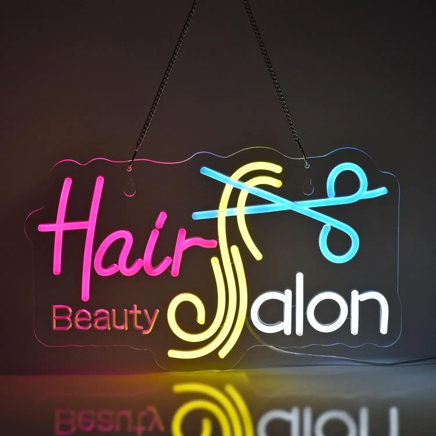 Hair Salon Neon Sign LED Neon Lights Hanging Wall Art Decoration Business Beauty Makeup Room Barber Shop Lash Studio USB Powered