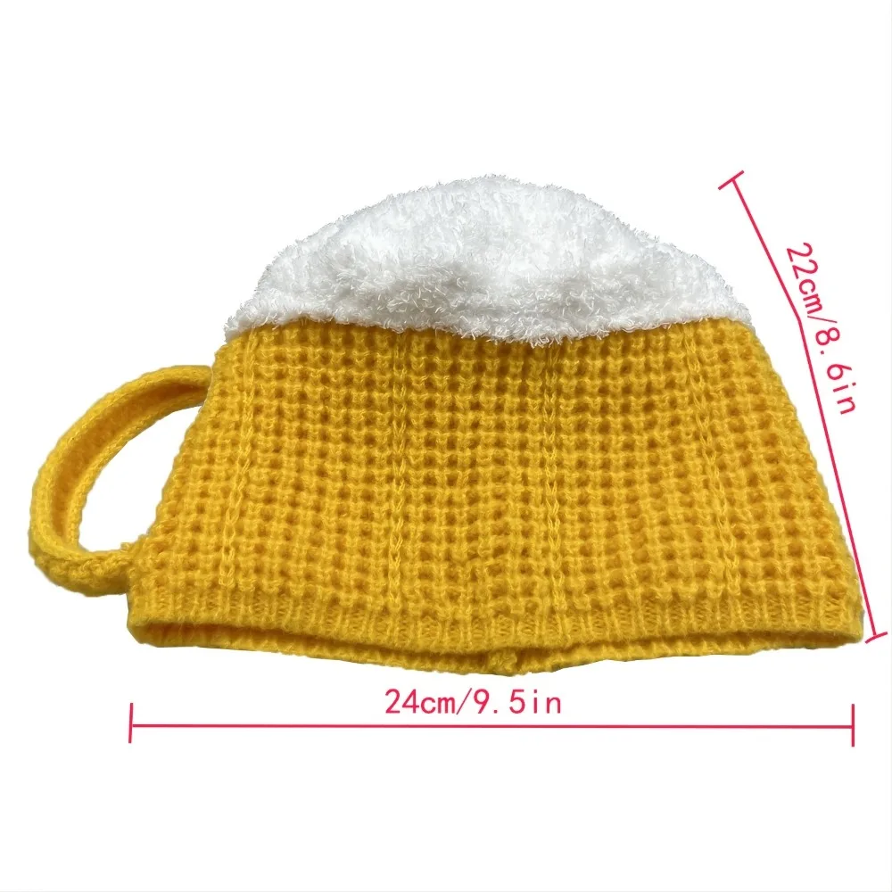 Year Presents 3D Beer Cup Hats Unisex Ear Warmers Pullover Cap Warm Versatile Beanies Valentine\'s
