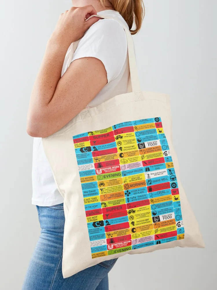 Prescription warning labels Tote Bag reusable shopping bags canvas shopping bag Canvas shoulder bag