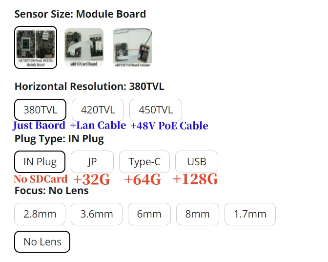 F1.0 M16 Lens All Color 6/3 MP WIFI SDCard Optional XM IP Camera Module Board GK7205V300+IMX335 IMX307 XMEYE ICsee P2P Cloud