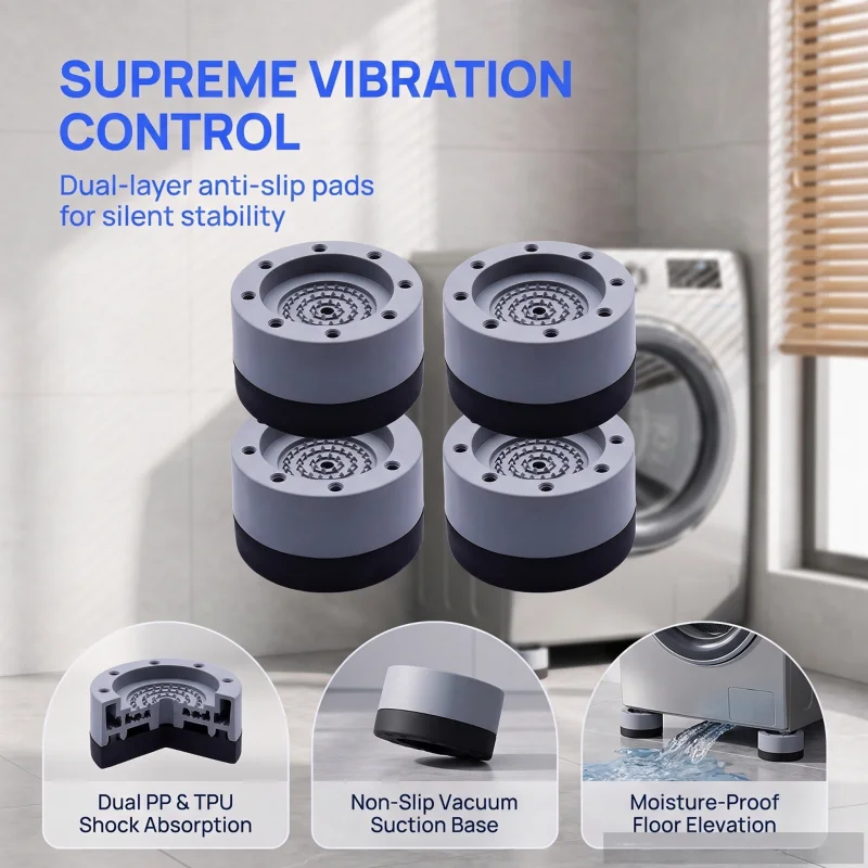4PCS Washing Machine Anti Vibration Pads Rubber Feet Anti Slip Silent Shock Absorber Lifting Furniture Leveler Universal Fixed D