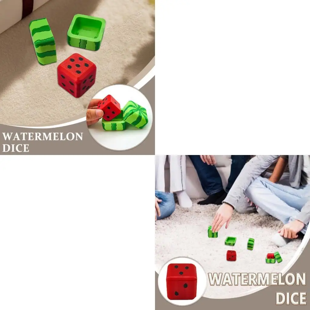 

Funny Square Watermelon Table Game Round Corner Tabletop Dices Six Sided Game Dices Toy Home Decoration Enduring 157D