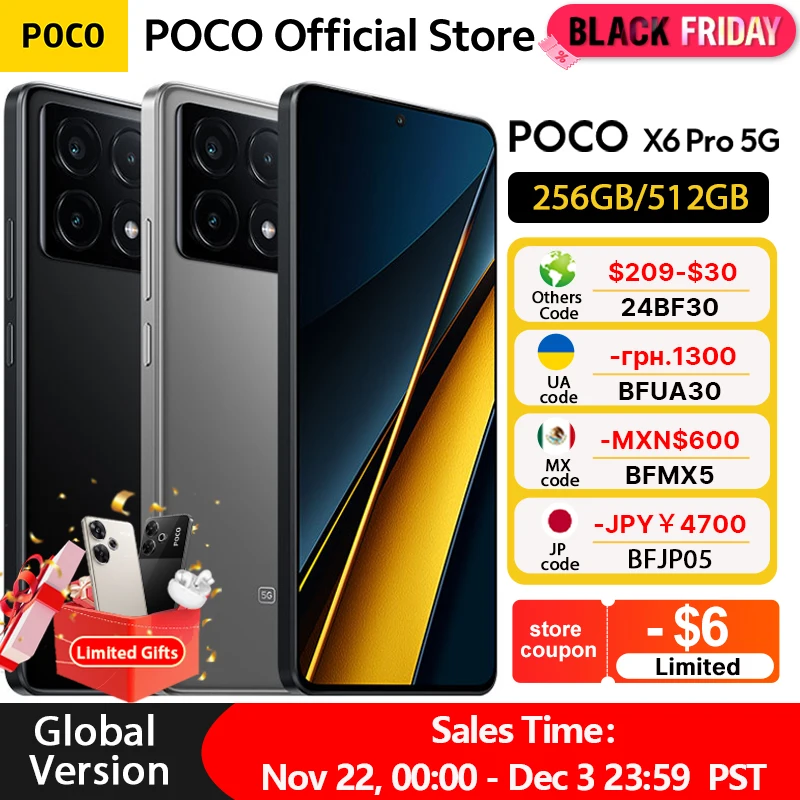 POCO X6 Pro 5G Global Version Smartphone 67W NFC 64MP 67W turbo charging Dimensity 8300-Ultra 6.67