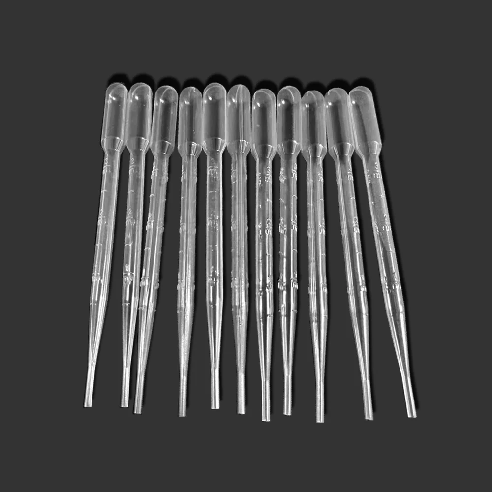 Transparent Pipettes Disposable Safe Plastic Eye Dropper Transfer Graduated Pipettes for Lab Experiment Supplies 100PCS 3ML