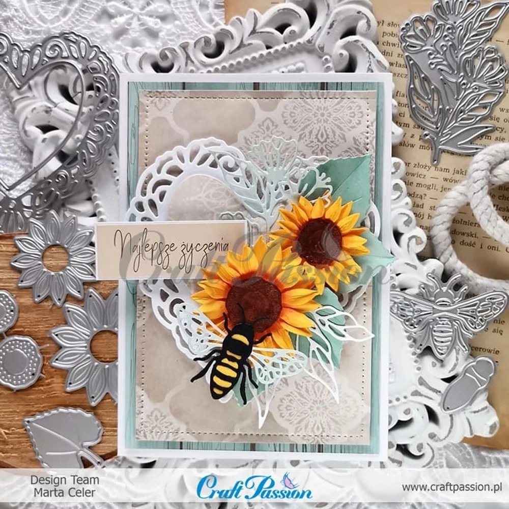 Lucky Goddess Metal Cutting Dies Sunflowers & Leaves Diy Scrapbooking Photo Album Decorative Embossing Paper Card Crafts