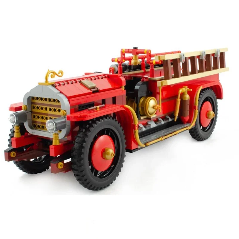 1279pcs Historic Antique Fire Engine Retro Truck Emergency Service Education Model Building Diy Blocks Birthday Toys Gift