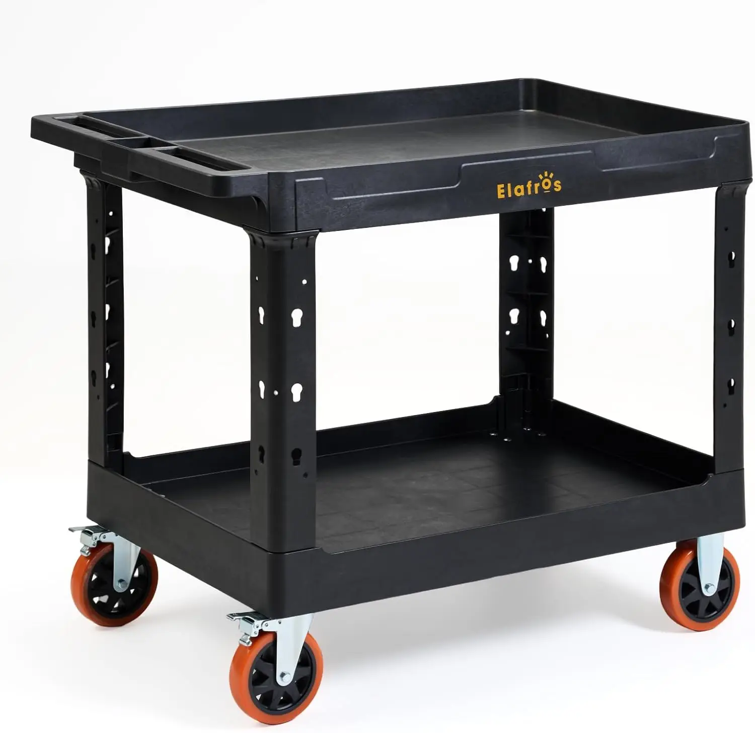 

Extra Large Heavy Duty Utility Cart 39.9 x 24.6 Inch - Work Cart Big 2-Tier Plastic Rolling Service Cart with Deep Shelv