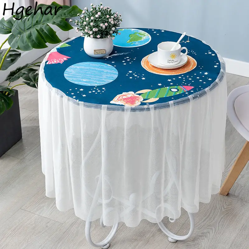 Круглая Водонепроницаемая скатерть с принтом, 7 цветов