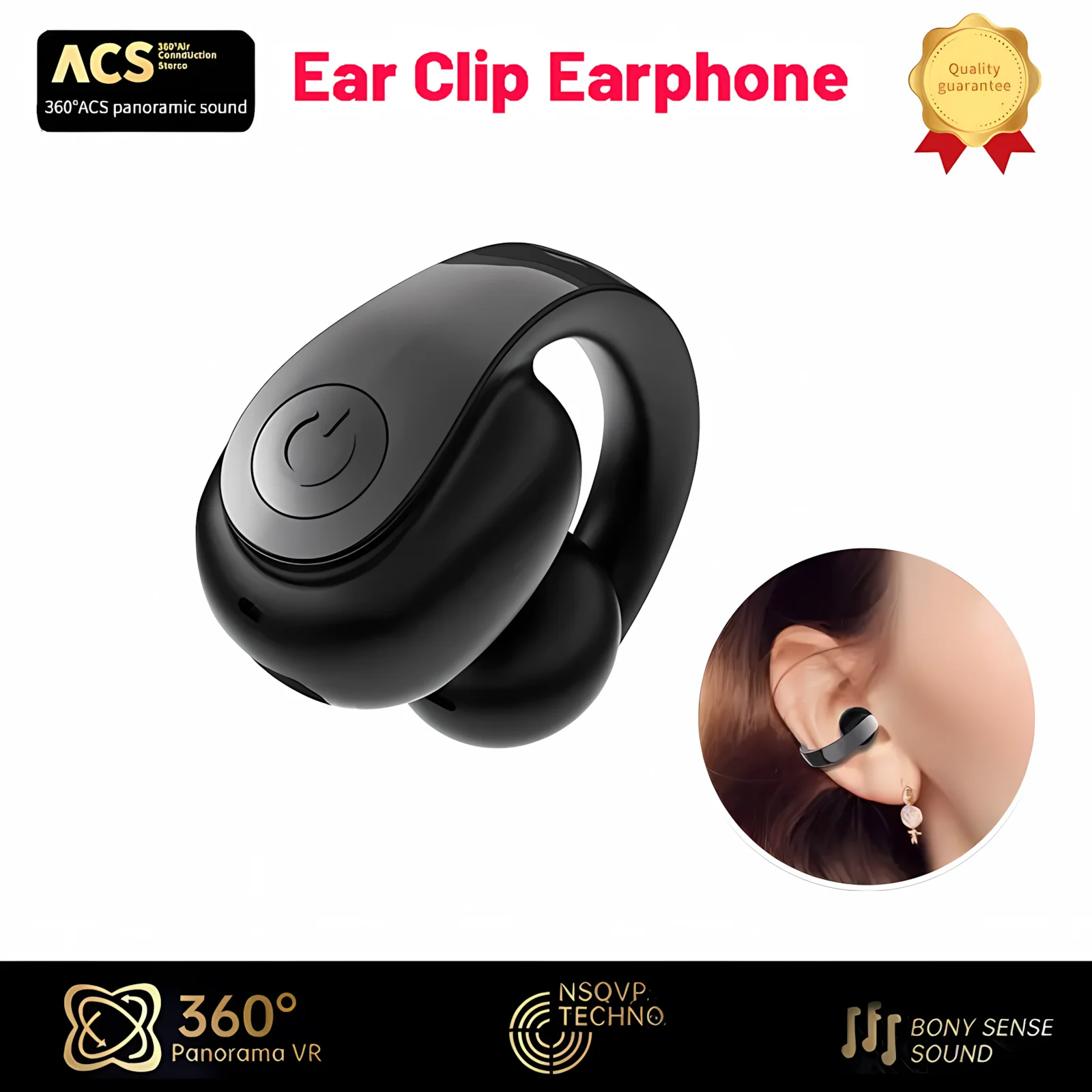 

Bluetooth 5.4 TWS Clip On Earbuds ANC Noise Cancelling Waterproof Sports Earphones HiFi Stereo for Running Gym Xiaomi iPhone Pro