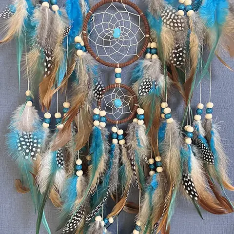 새로운 다섯 링 생명의 나무 드림 캐처 순수 천연 깃털 수제 드림 캐처, 거실 정원 벽걸이 장식