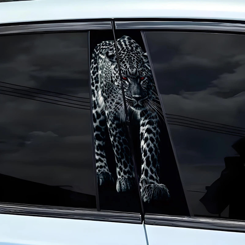 2pcs cheetah Animal Car Decal Car B Pillar Decal Vinyl Waterproof Car Door Post Decal Diy Car Modification Styling Decal