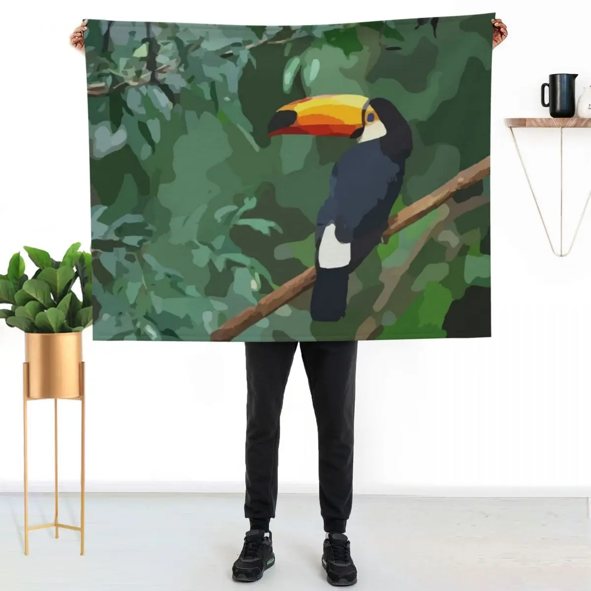 Big Beaked Bird Tucan Tropical Bird Zazu Toucan Throw Blanket Flannel blankets ands heavy to sleep Cute Blankets