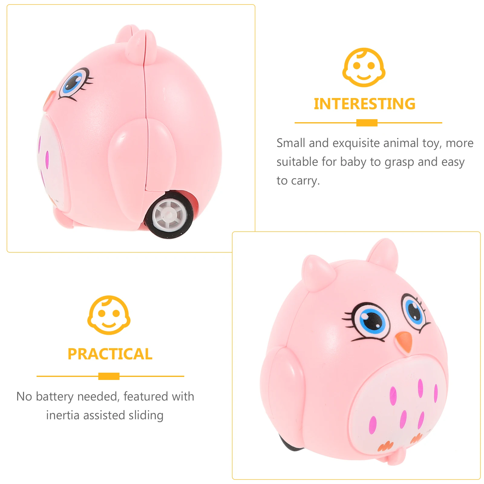 Mini coche de animales, coches extraíbles, juguete impulsado por fricción, juguetes de empuje de dibujos animados, bebé de inercia para niños