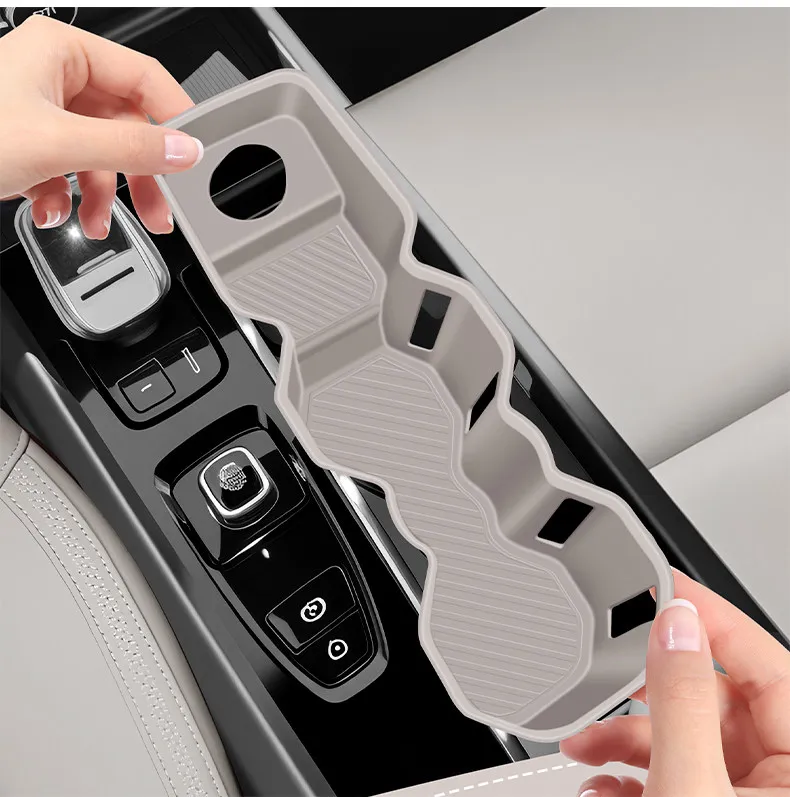 For Volvo XC60 2026 Center Console Silicone Protection Kit, Gear Shift Panel Cover & Cup Holder Insert & Wireless Charger Mat