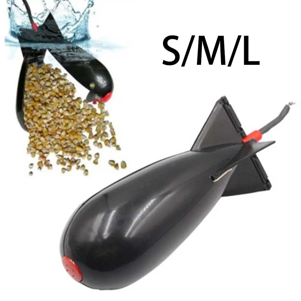 Alimentador de cohete de pesca de carpa, señuelo flotante Spod Bomb, soporte de cebo, alimentador de cohete de pellets, accesorio de pesca negro