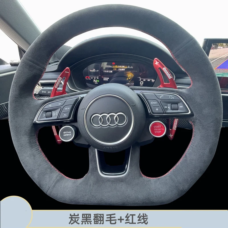 

Suede Car Steering Wheel Cover for Audi A1 8X A2 A3 Q3 Q5 Q2 A4 A5 A6 Avant Customized Handmade Hand Stitched Non-slip