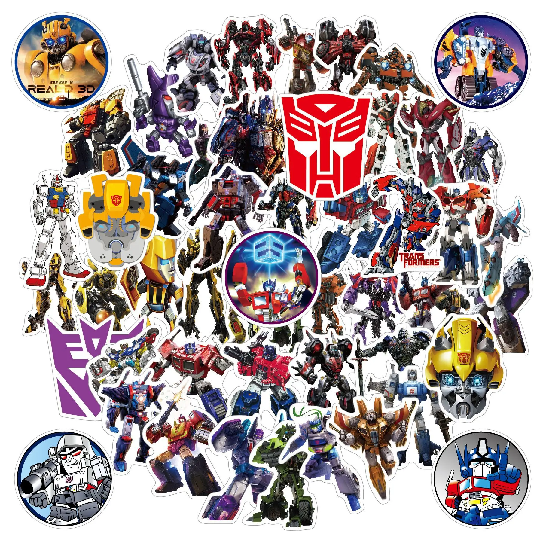 50 قطعة Kawaii هاسبرو المحولات ملصق لطيف الأطفال ملصق يدوي الصنع أنيمي بطاقة ملصق لصق لطيف عطلة عيد ميلاد الأولاد الهدايا