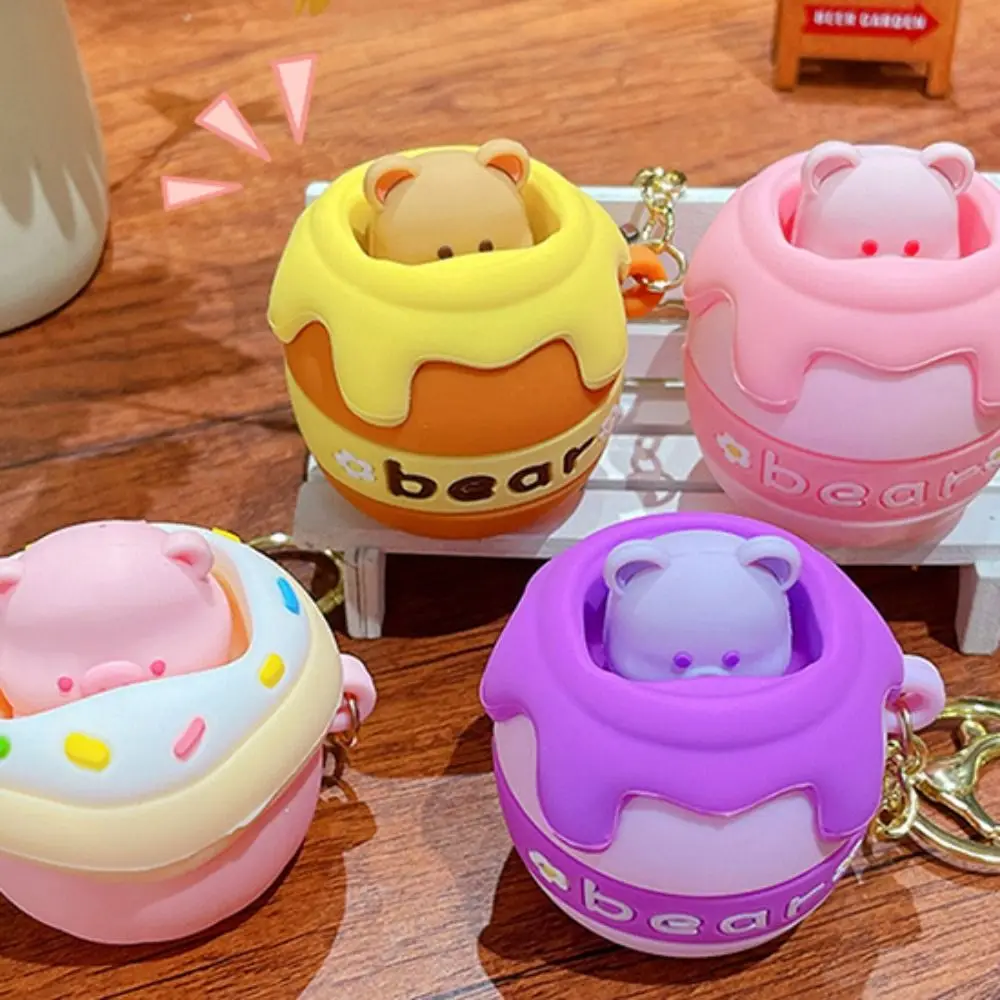 

Fashion Creative Bear keychain Cute Pinch toys Cartoon keychain PVC Funny Doll Bag Pendant Children