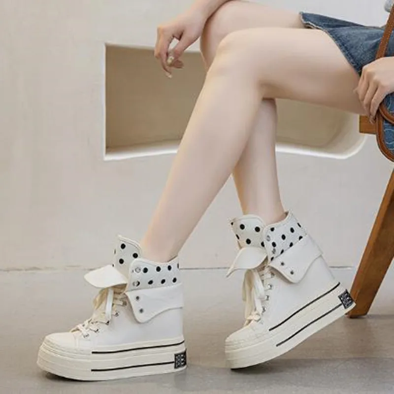 New Brand Fresh Women Canvas Shoes High Top Female Students School Black Sneakers Middle Cut Comforable 2026 Autumn Casual Shoes