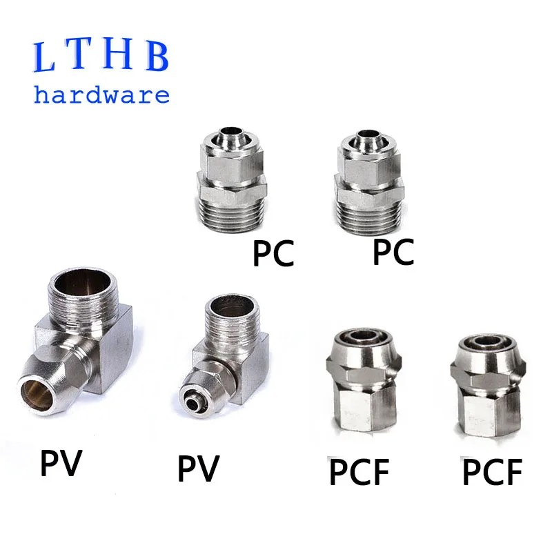 Pneumatic Fittings Quick Twist Coupling Copper Nickel-plated Threaded Connector PT M5 1/81/4 1/2  Joint for Hose Tube Connectors