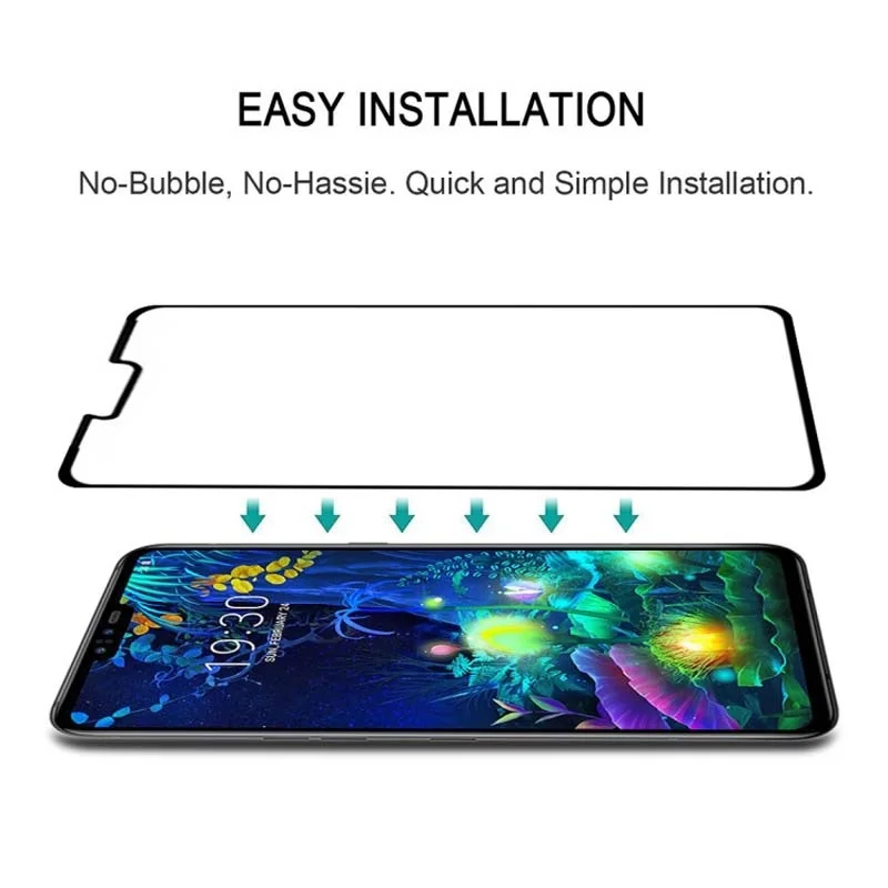 2PC Tempered Glass for LG V50 ThinQ 5G Full Screen Glue HD Film Explosion-proof Phone Screen Protector Glass with Black Frame