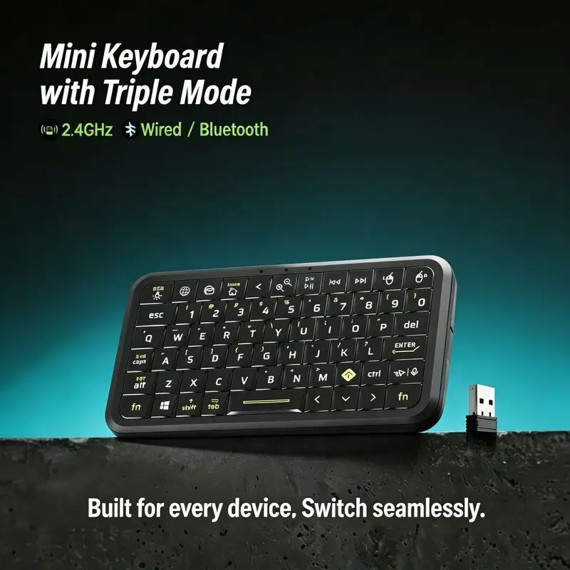 New Tri-mode Mini Rechargeable Flying Mouse Keyboard RGB Lighting Effect Voice Search Air Keypad Lightweight Long Lasting Power