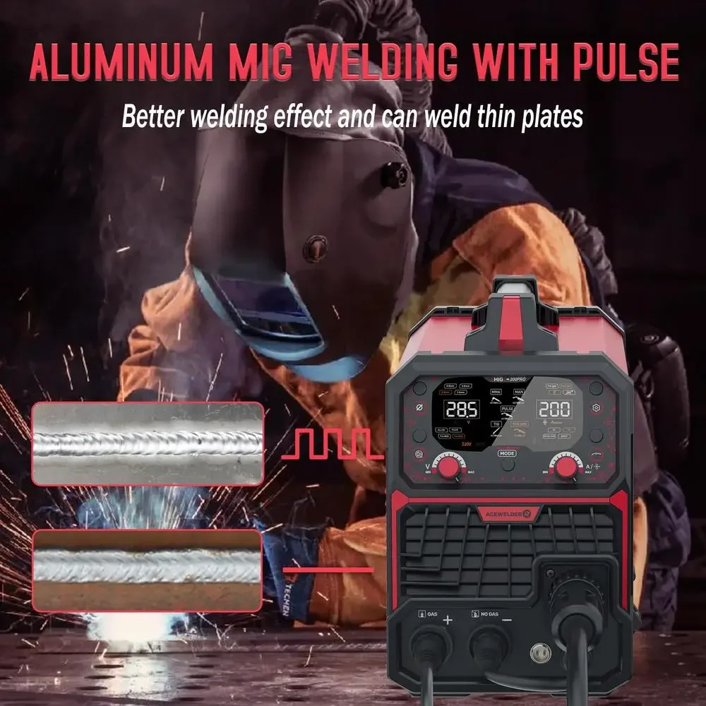 Multi-Function Aluminum Welding Machine Gas MIG Pulse Flux MMA TIG Spot LED Display