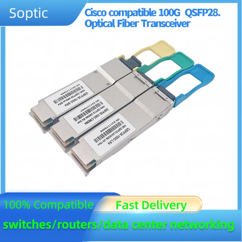 SFP 100G Module Compatible 100GBASE-SR4 QSFP28 850nm 100m OM4 DOM MPO-12 Parallel MMF Optical Transceiver Module, 4x 25G-SR