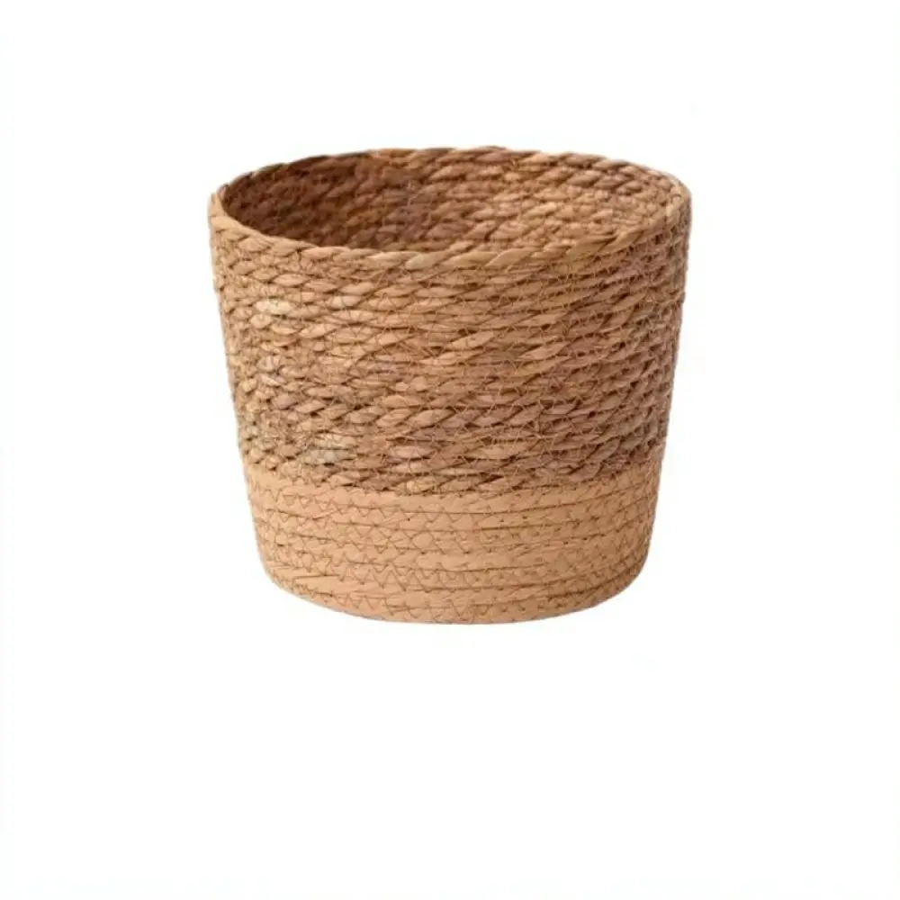 Natural Seagrass Woven Flower Pot Handmade Straw Storage Basket Decorative Plant Holder Rustic Desktop Organizer Home