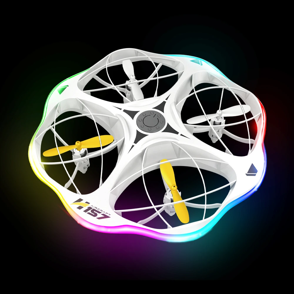 듀얼 모드 H157 RC 드론 리모컨 항공기 UFO LED 매직 라이트 중력 감지, 4 면 장애물 회피 미니 장난감 선물