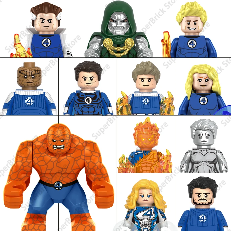 Bloques de Construcción de los Cuatro Fantásticos de Marvel, Mister Fantástico, Antorcha Humana, Galactus, Mini Figuras de Acción, Juguetes de Ladrillos