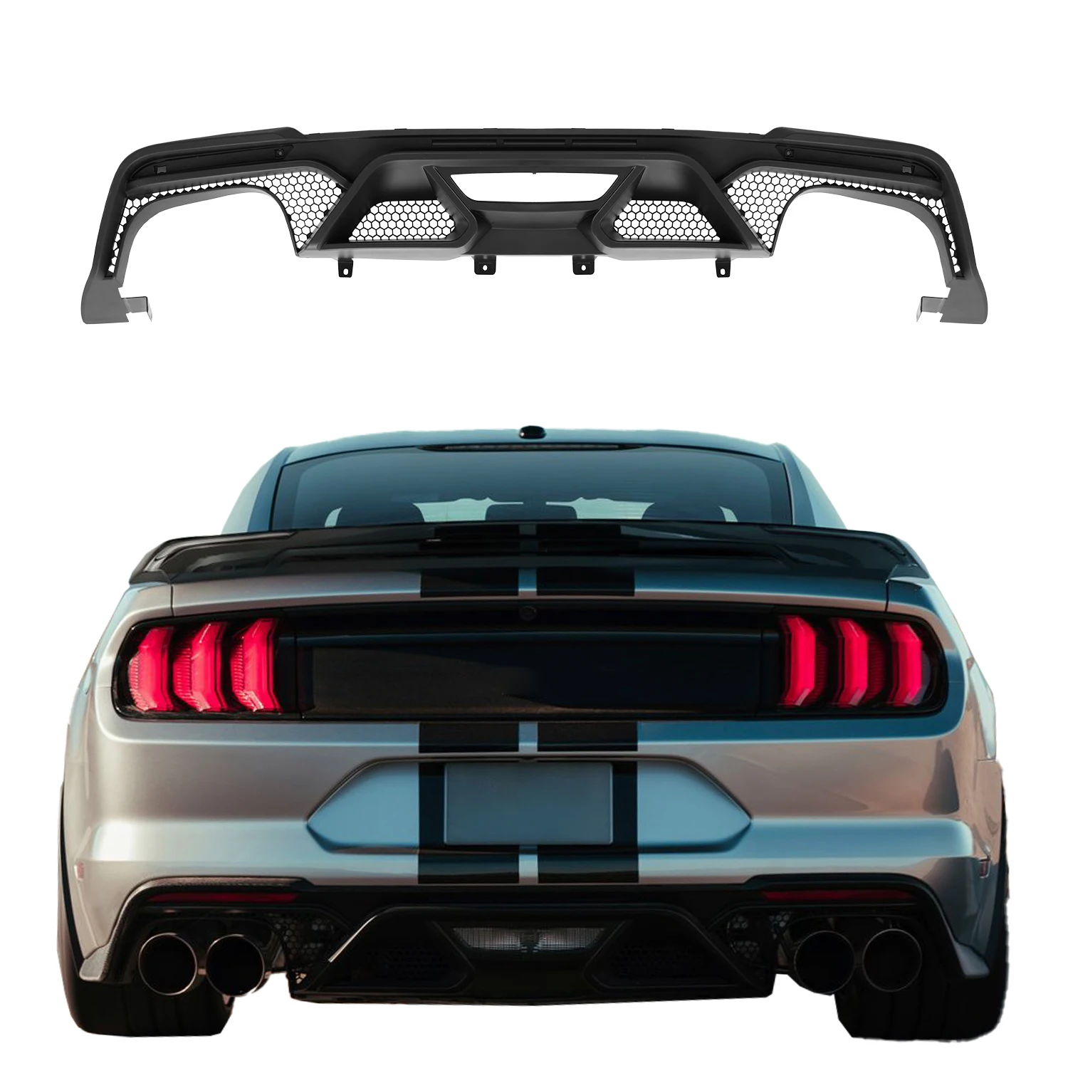 

Wholesale GT500 Style PP Material Rear Diffuser Car Accessories for Mustang 2018-2022