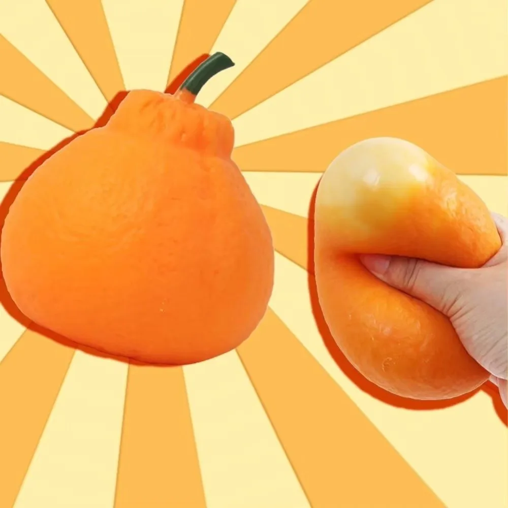 Cute Soft Feel Giant Squishies Fruit Simulation Crunchy Squeeze Stress Relief Orange Design Simulation Orange Desk