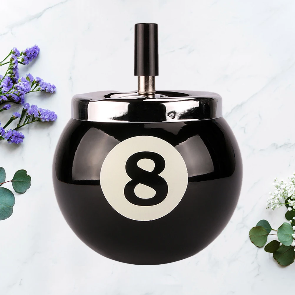 8-الكرة منفضة سجائر الحديد السجائر السيجار منفضة سجائر لحامل البار سطح المكتب ديكور للمنزل مكتب بار مقهى استخدام الأسود