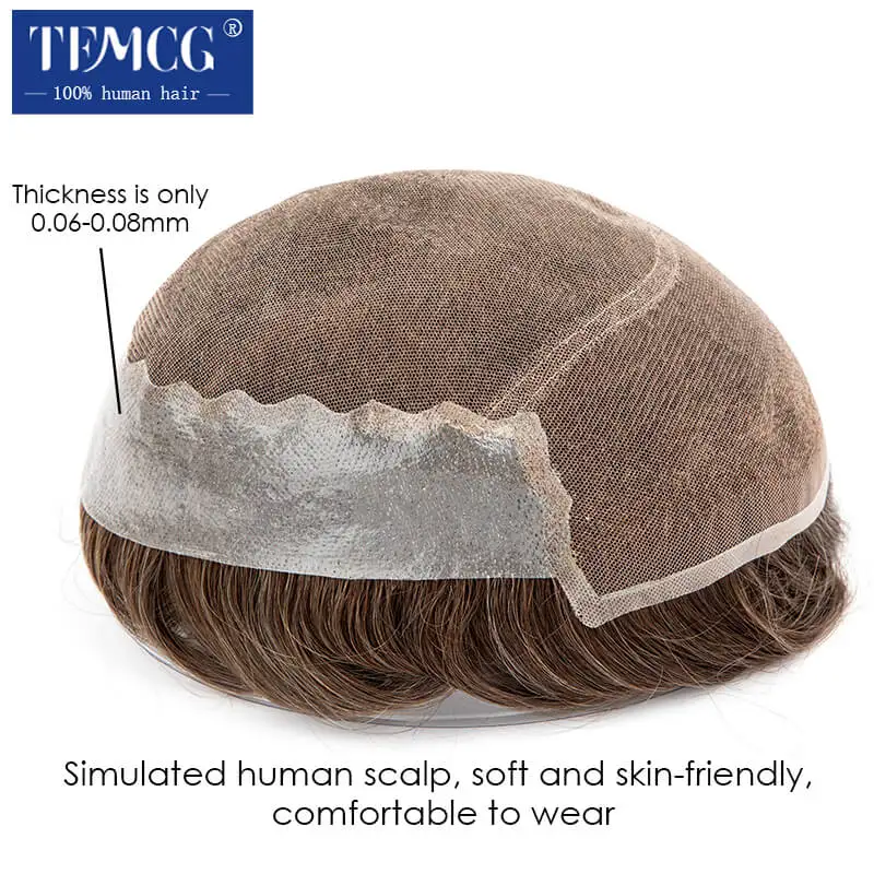 Perucas perucas personalizadas para homens, laço suíço, prótese de cabelo masculino, sistemas de substituição, 100% cabelo humano, exhuast