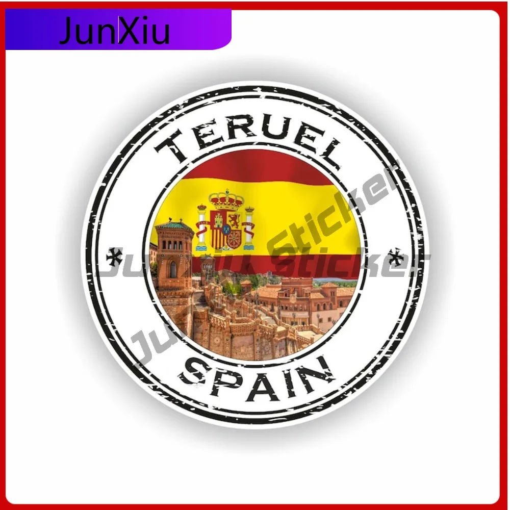 

Teruel Spain Seal Trendy Helmet Anti Scratch Accessory Symbol Sticker Round Weatherproof Laptop Weatherproof Window Boat