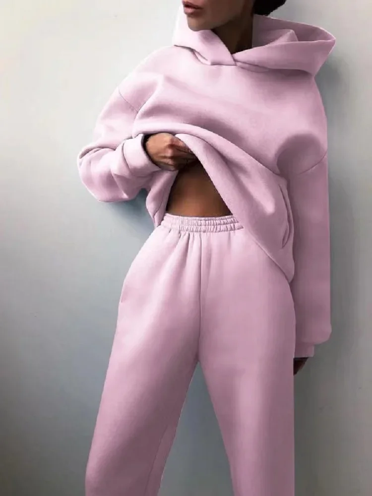 2024 Trend Casual Fashion Thickened Long-sleeved Sweater Pants Two-piece Cap Suit
