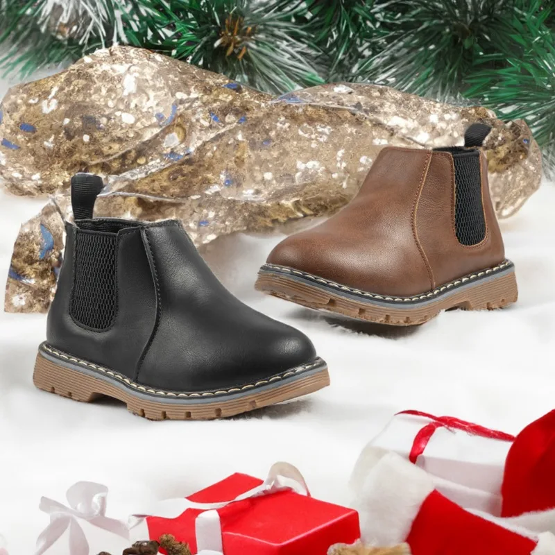 ربيع الخريف أحذية أطفال للبنين الكلاسيكية Hot البيع الفتيات موضة حذاء من الجلد مدرسة بسيطة تنوعا الأطفال السببية أحذية بوت قصيرة #6