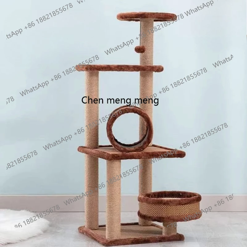 

Large cat climbing frame rattan cat nest tree integrated villa rattan mat cat shelf