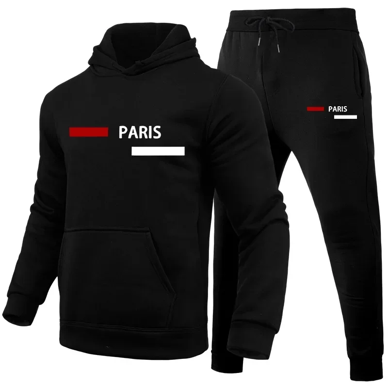 

New in Mens Tracksuit Paris Printed Single Piece Sweatshirts Sweatpants Casual Sports Jogging Clothing Office Home Hoodies Pants