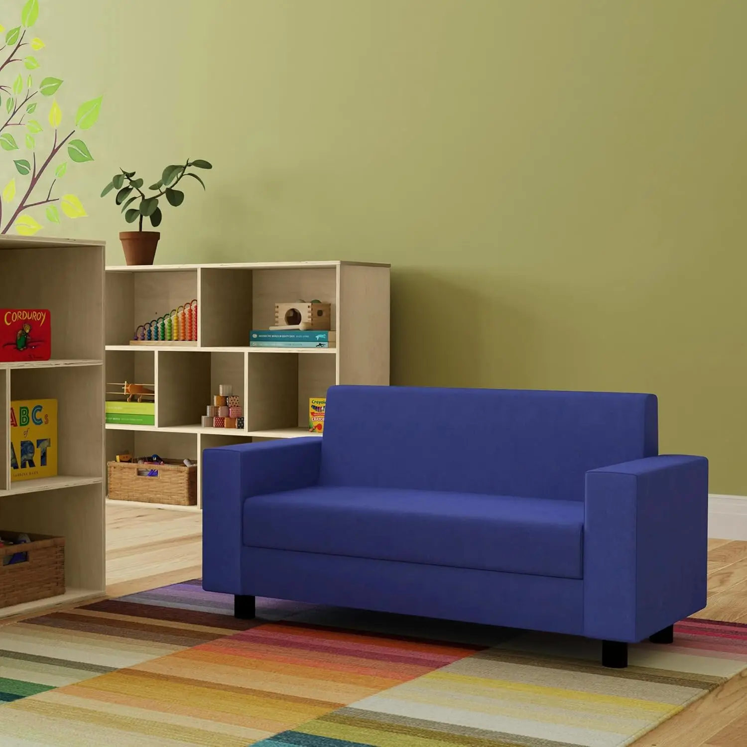 SoftScape Inspired Kids Sofa, Comfy Modern Design for Home, Daycare, Preschool - Blue