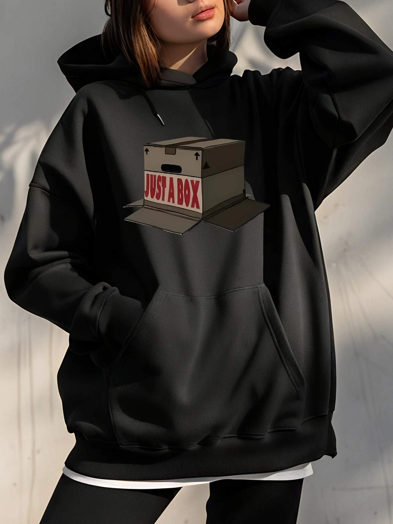 Moletom com capuz apenas uma caixa estampa unissex casual streetwear moletom feminino masculino moda top com capuz