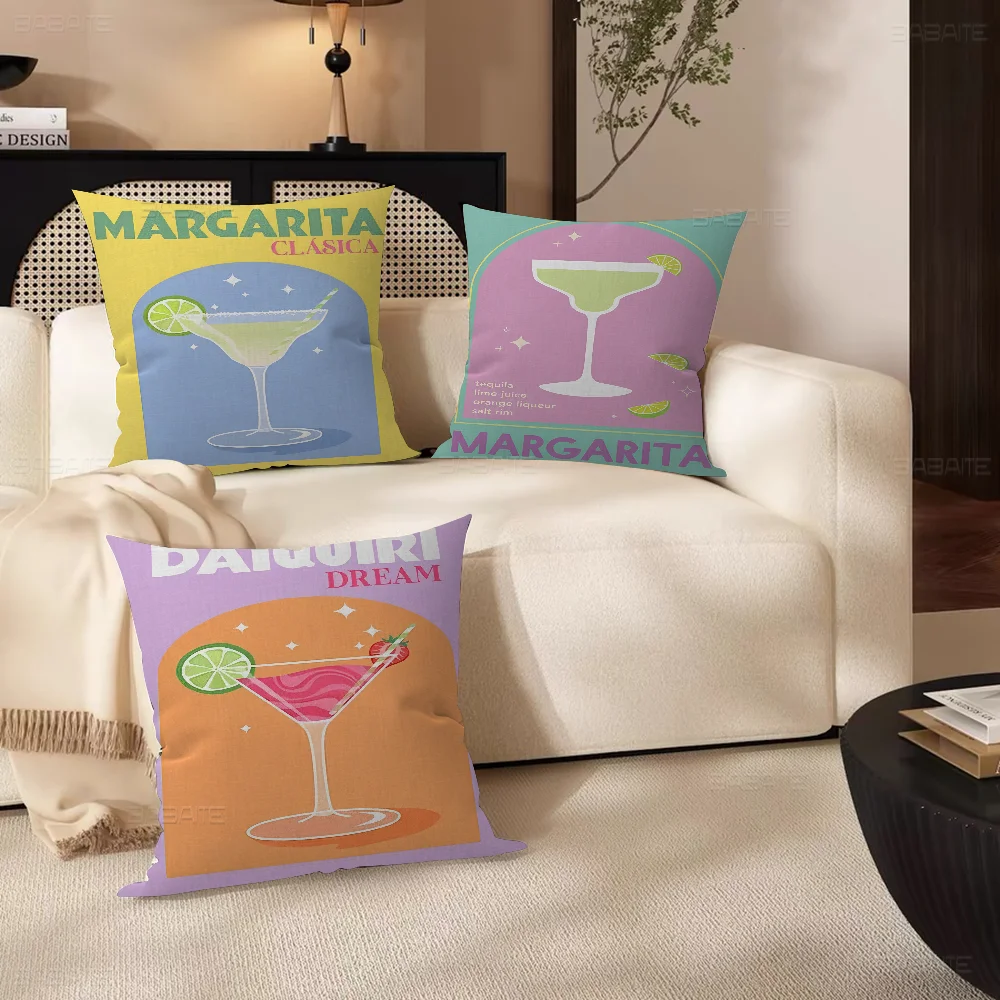 Cocktail Mojito Juice Drinks Bar Pillow Gift Home Office Decoration Bedroom Sofa Car Cushion Cover Case 45x45