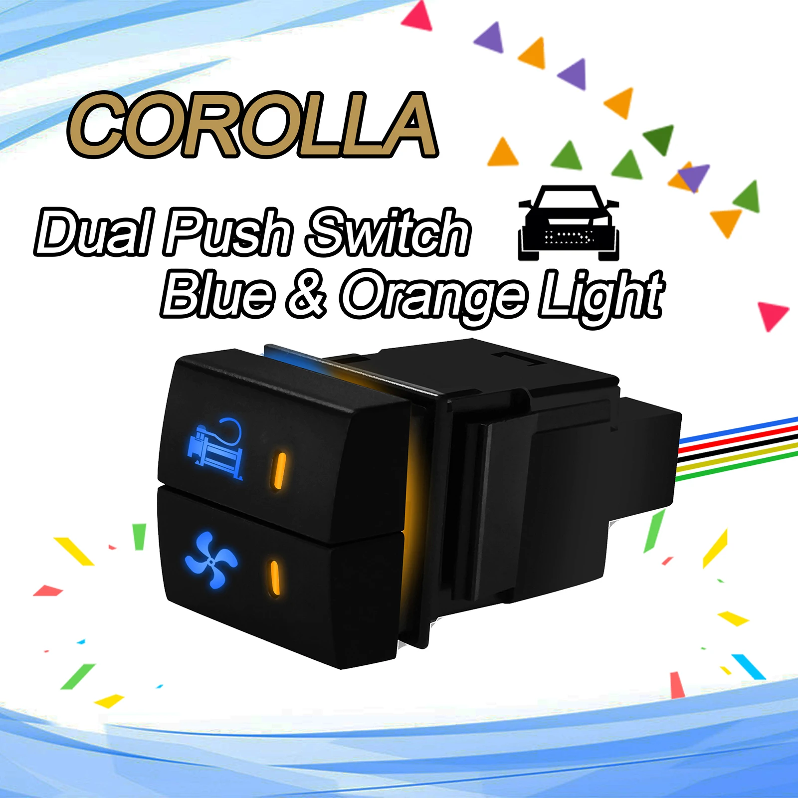 

Compressor & Fan 12V Car Dual Push Button Blue Orange Led ON OFF Switch for Toyota Corolla Prado 150s Hiace LandCruiser Camry