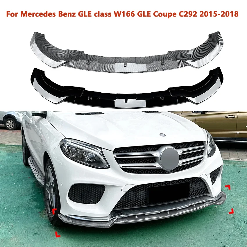 

Car Front Bumper Lip Spoiler For Mercedes Benz GLE class W166 GLE Coupe C292 2015-2018 Body Splitter Diffuser Guard Decoration