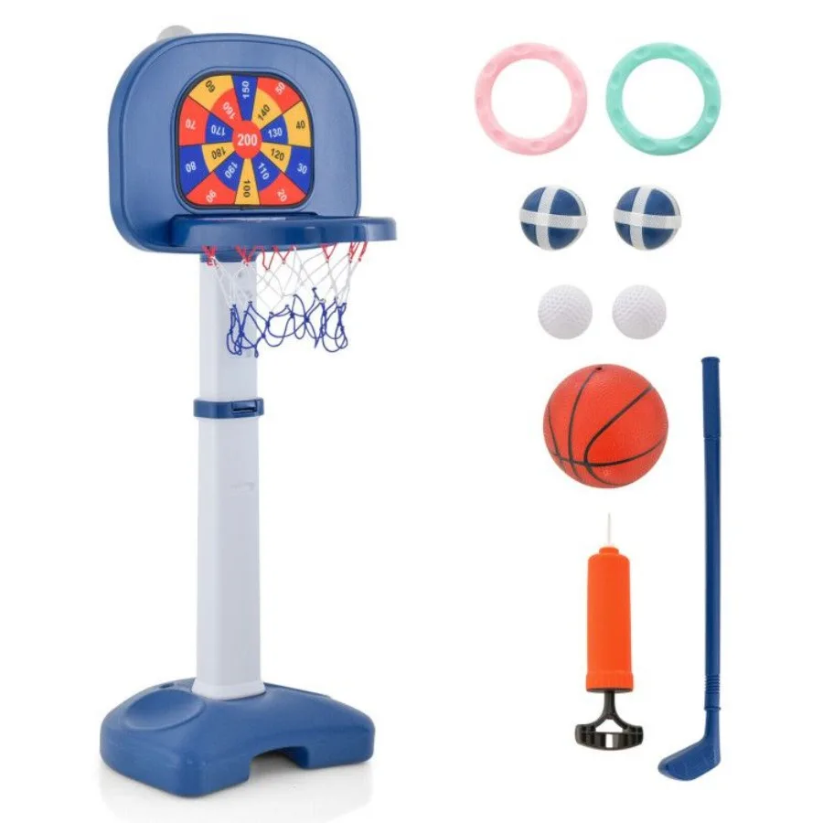 

4In1 Adjustable Basketball Hoop with Ring Toss Sticky Ball