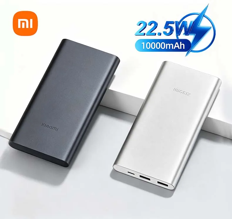 Xiaomi Power Bank 10000mAh 22.5W USB-C Fast Charging Aluminum Alloy Low Current Mode Portable External Battery for iPhone