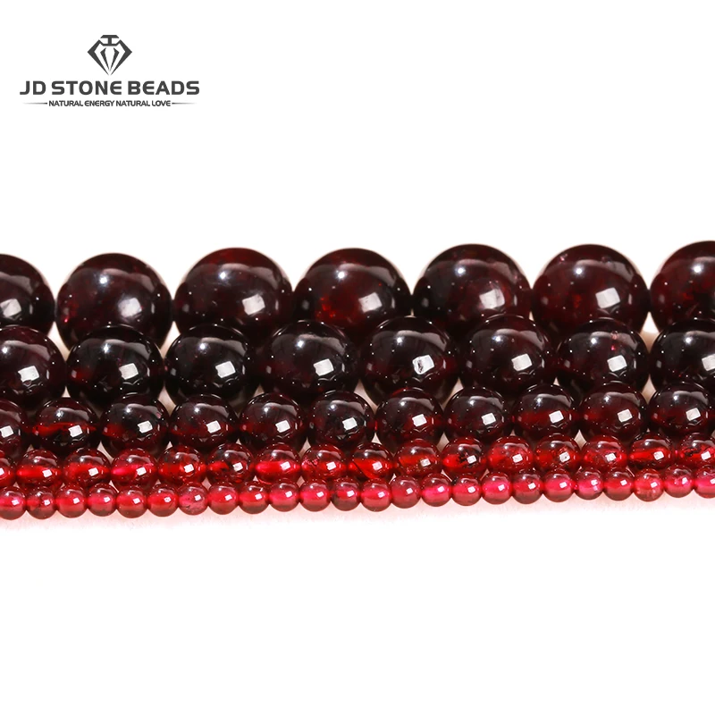 2-12mm Natural Dark Red Garnet Bead Round faceted Loose Spacer Stone beads For Jewelry Making DIY Necklace Bracelets Accessory