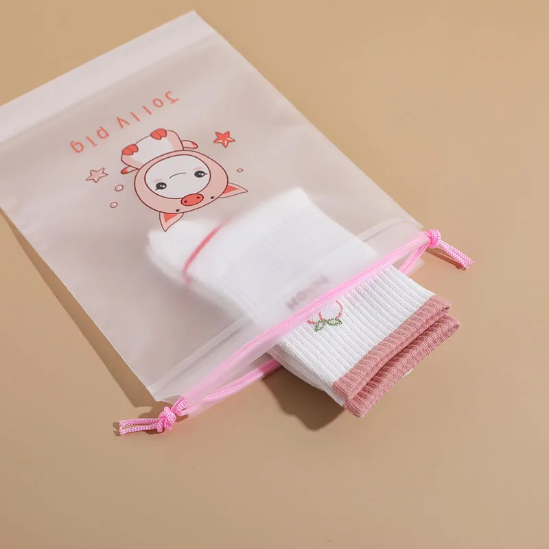 1pc Zipper Drawstring Storage Towel Brush Bags Women Girls Cute Transparent Clear Strawberry Fruits Printed Cosmetic Makeup Bags