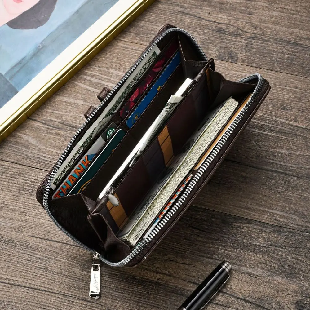 Portable Zipper Men's Long Wallet Multiple Card Slots Card Bag Card Holder Clutch Bag Korean Style PU Leather Male Purse Women